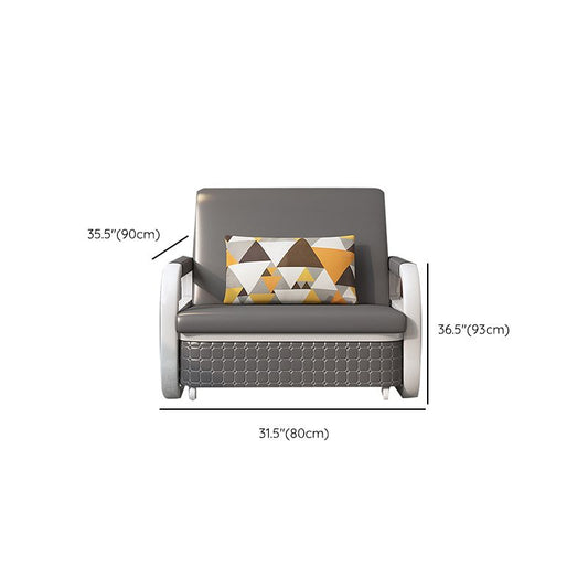 灰色のストレージスカンジナビア布団スリーパーソファベッドを備えたフェイクレザースクエアアームスリーパー