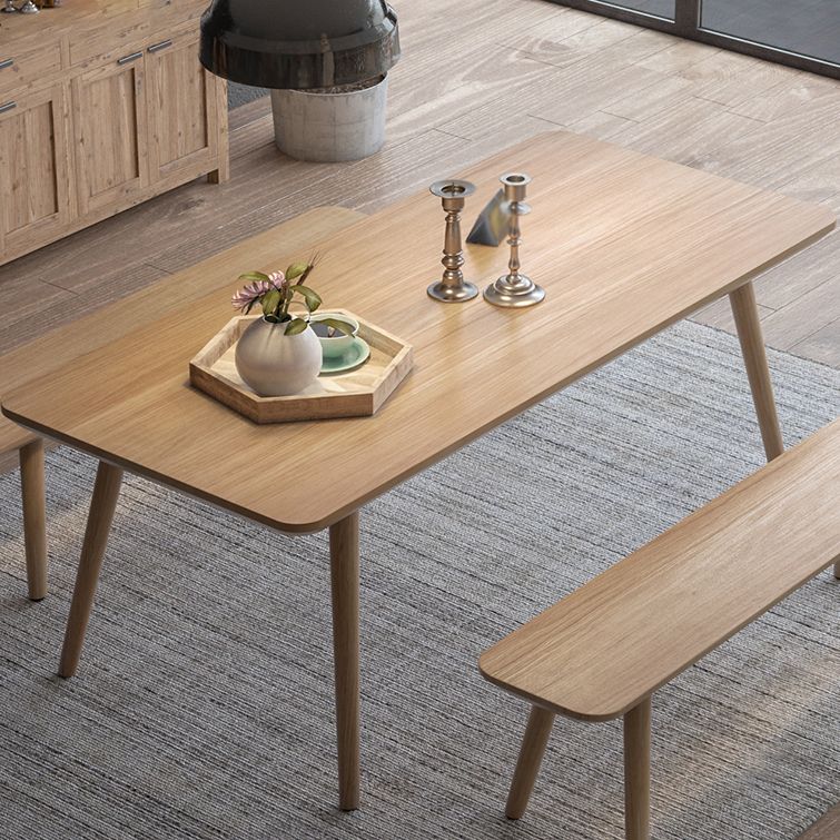 Contemporary Kitchen Khaki Dining Table Solid Wood Rectangle Dining Table with 4 Legs Base Clearhalo ' dining_table' 'Dining Tables & Seating' 'Dining Tables' 'furn' 'furn_dining_table' 'Furniture' 'furniture_dining_table' 'Kitchen & Dining Furniture' 'kitchen&dining_furn' 'kitchen' 'kitchen_dining_table' 1200x1200_8c15d440-2c83-498e-919f-ea2d2f140811