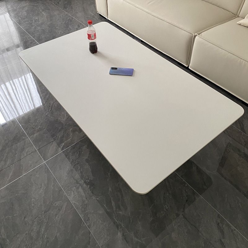 Contemporary White Stone Coffee Table Rectangle Single Cocktail Table