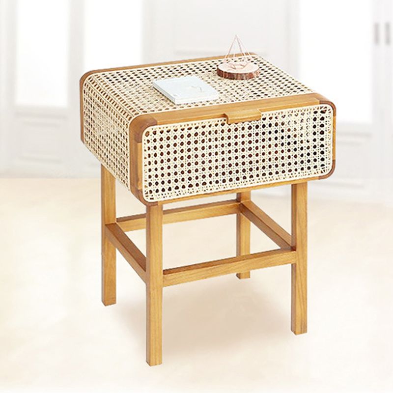 1-türiger Nachttisch aus Rattan, moderner Nachttisch mit Beinen, 59,9 cm hoch