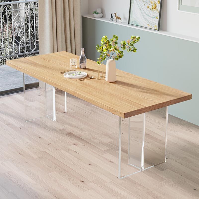 Modern Solid Wood Dinette Table Acrylic Base Dining Table for Living Room Clearhalo 'Dining Tables & Seating' 'Dining Tables' 'dining_table' 'furn' 'furn_dining_table' 'Furniture' 'furniture_dining_table' 'Kitchen & Dining Furniture' 1200x1200_8c1daf81-2f74-4df4-a42f-d16a7fc57b00