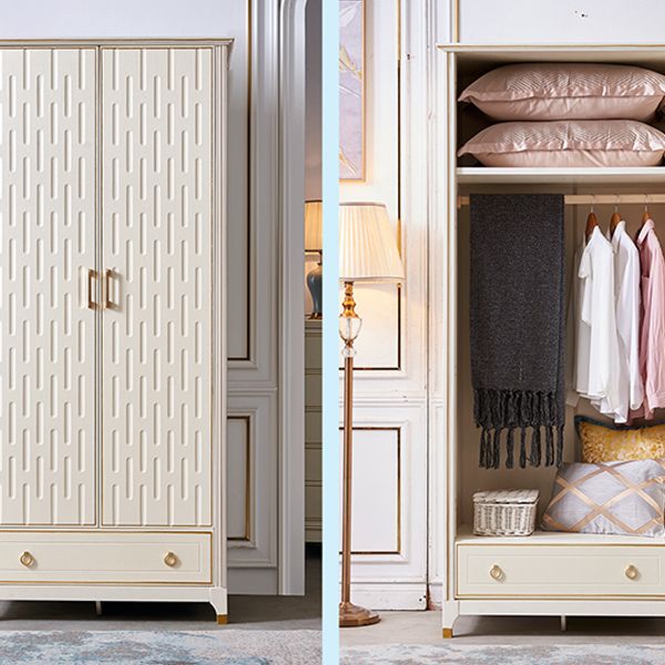 Solid Wood Wardrobe Cabinet French Country White Wardrobe Armoire