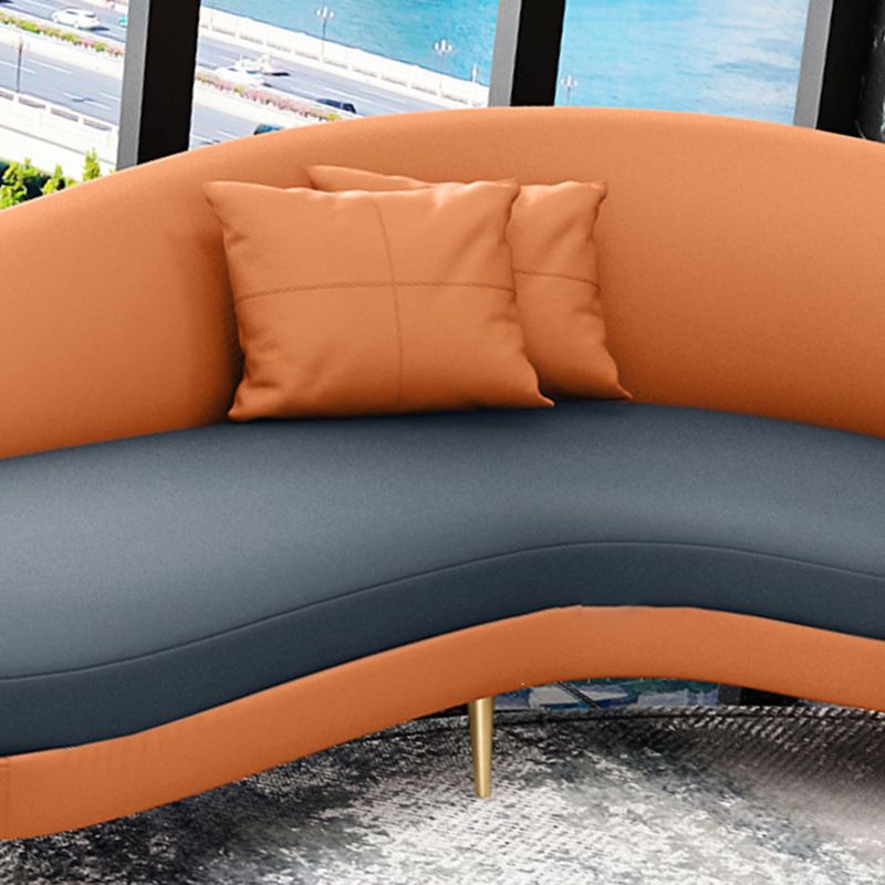 Divano a forma di luna curva contemporanea in pelle finta per soggiorno per soggiorno