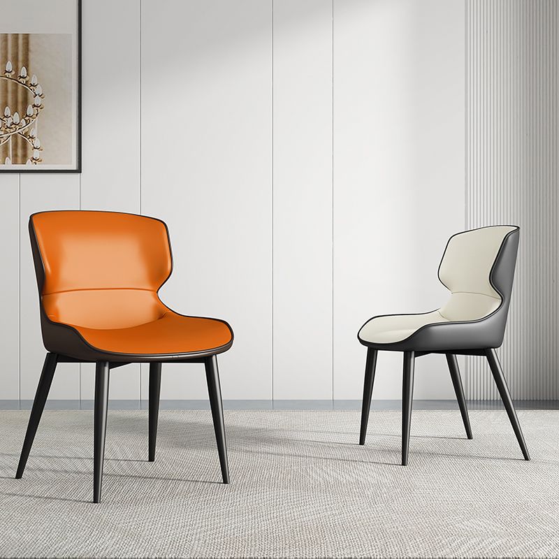 Contemporary Style Kitchen Metal Dining Chair Dining Wingback Armless Side Chairs (Set of 2) Clearhalo ' kitchen&dining_furn' 'Dining Chairs' 'Dining Tables & Seating' 'dining_chair' 'furn' 'furn_dining_chair' 'Furniture' 'furniture_dining_chair' 'Kitchen & Dining Furniture' 'kitchen' 1200x1200_8c217d01-e761-4411-8231-396bc477e1df