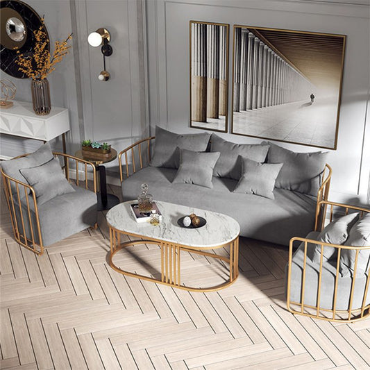 Glam Oval Coffee Table with Marble Top and Iron Frame Base 1 Piece Clearhalo 'Coffee & Accent Tables' 'Coffee Tables' 'coffee_tables' 'furn' 'furn_coffee_tables' 'Furniture' 'Living Room Furniture' 1200x1200_8c22562c-2466-4edd-882c-059bb1657bbb