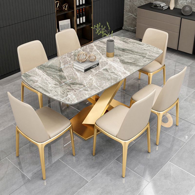 Modern Style Sintered Stone Kitchen Set with Table and Upholstered Chairs Clearhalo 'Dining Room Sets' 'Dining Tables & Seating' 'dining_room_set' 'furn' 'furn_dining_room_set' 'Furniture' 'furniture_dining_room_set' 'Kitchen & Dining Furniture' 'kitchen&dining_furn' 'kitchen' 1200x1200_8c228989-fd79-4ed3-8a13-6e4fad3d9ae9