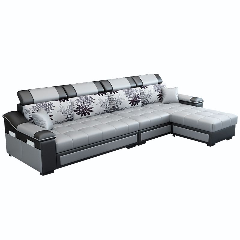 106.3"D x 57"W x 35.43"H Sloped Arm Sectionals, Modern High Back Sofa with Storage Clearhalo 'furn' 'furn_sectionals' 'Furniture' 'furniture_sectionals' 'kitchen' 'kitchen_sectionals' 'Living Room Furniture' 'Sectionals' 1200x1200_8c22d057-655c-4fe9-8d29-286f1506f92f