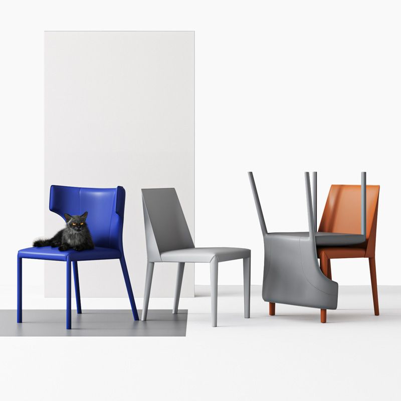 Matte Finish Dining Chair for Home Metal Modern Indoor Side Chair