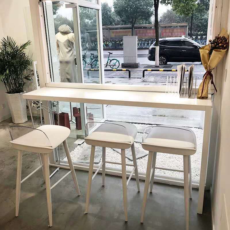 Modern White Counter Height Table Metal and Wood Indoor Rectangle Pub Bar Table Clearhalo 'Bar Furniture' 'Bar Tables' 'bar_tables' 'furn' 'furn_bar_tables' 'Furniture' 'furniture_bar_tables' 'Kitchen & Dining Furniture' 'kitchen&dining_furn' 'kitchen' 1200x1200_8c256480-1237-465a-ad80-889508d4d88e