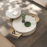 Slate and Metal Coffee Table Pedestal Round Cocktail Table with Drawer Clearhalo 'Coffee & Accent Tables' 'Coffee Tables' 'coffee_tables' 'furn' 'furn_coffee_tables' 'Furniture' 'Living Room Furniture' 1200x1200_8c2604ee-77d4-4faf-9423-ad4121c05255