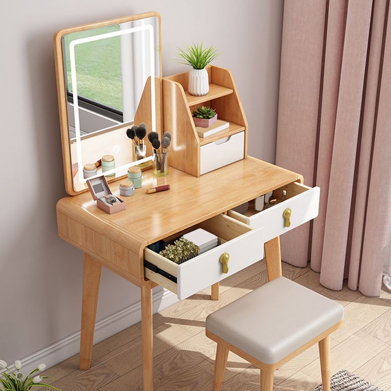 Vanité de maquillage en bois massif scandinave 3 tiroir vanité