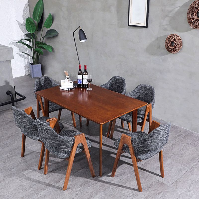 Scandinavian Rubberwood Open Arm Chair Upholstered Dining Chair with Wood Legs Clearhalo ' kitchen&dining_furn' 'Dining Chairs' 'Dining Tables & Seating' 'dining_chair' 'furn' 'furn_dining_chair' 'Furniture' 'furniture_dining_chair' 'Kitchen & Dining Furniture' 'kitchen' 1200x1200_8c26f81b-27ed-49d9-a875-060382d556f6