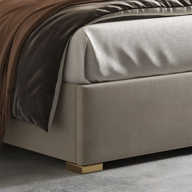 Glam Solid Color with Headboard Rectangular Panel Standard Bed