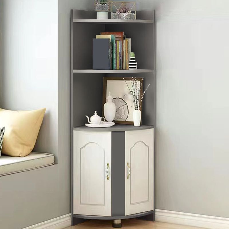 Wooden Modern Accent Cabinet Triangle Storage Cabinet with 2 Doors