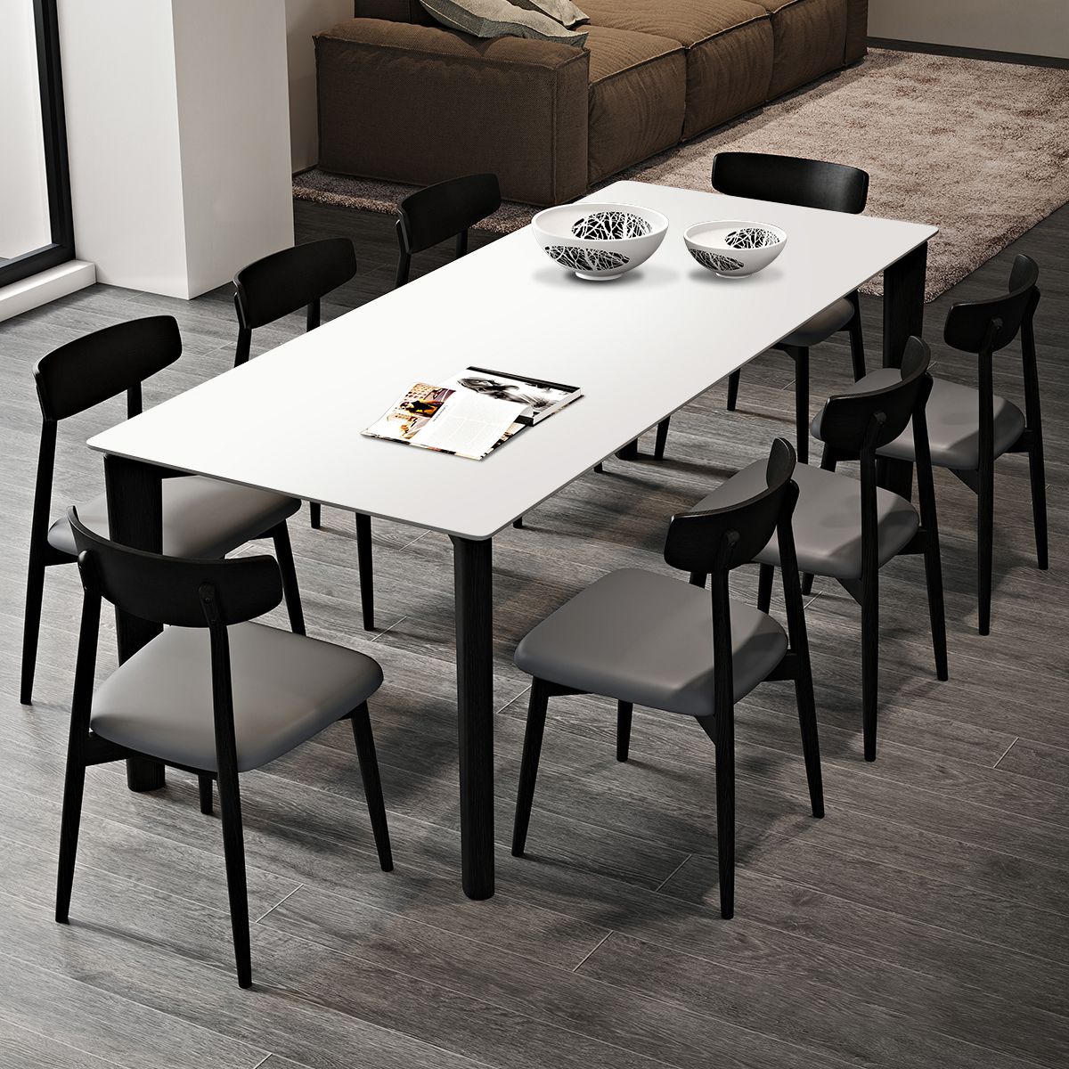 Tavolo da pranzo moderno della metà del secolo Tavolo da pranzo in pietra rettangolo con 4 gambe