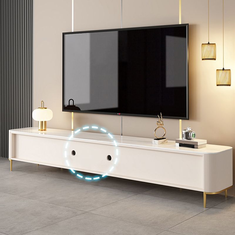 Modern Wooden TV Media Console Enclosed Storage White TV Console with Drawers