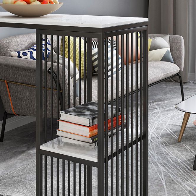 Contemporary Bar Dining Table Double Pedestal Bar Height Table with Shelf Clearhalo 'Bar Furniture' 'Bar Tables' 'bar_tables' 'furn' 'furn_bar_tables' 'Furniture' 'furniture_bar_tables' 'Kitchen & Dining Furniture' 'kitchen&dining_furn' 'kitchen' 1200x1200_8c2a024c-9114-4e0f-abef-8df5c8f57225