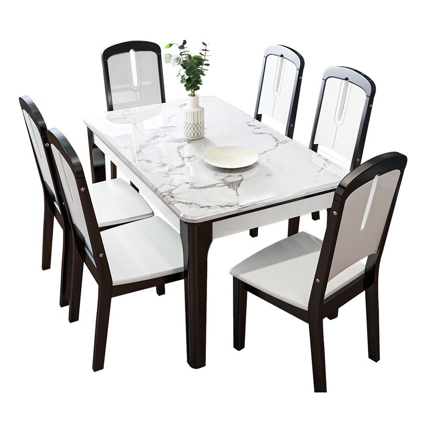 Dining Room Set Modern with Sintered Stone Dining Table and Solid Wood Chairs Clearhalo 'Dining Room Sets' 'Dining Tables & Seating' 'dining_room_set' 'furn' 'furn_dining_room_set' 'Furniture' 'furniture_dining_room_set' 'Kitchen & Dining Furniture' 'kitchen&dining_furn' 'kitchen' 1200x1200_8c2a492b-159b-4803-81e3-ace445296c21
