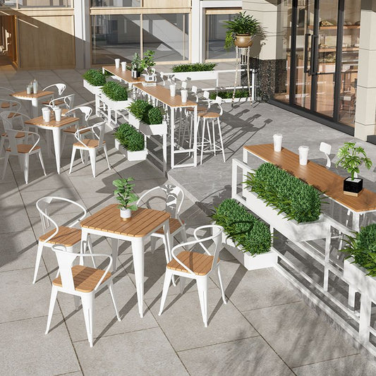 Modern Metal Trestle Bistro Bar Desk Rectangle Outdoor Footrest Bar Stool Table Clearhalo 'Bar Furniture' 'Bar Tables' 'bar_tables' 'Furniture' 'furniture_bar_tables' 'Kitchen & Dining Furniture' 'kitchen&dining_furn' 'kitchen' 1200x1200_8c2ad537-d9bb-4b84-9e31-7e6e39ea31fa