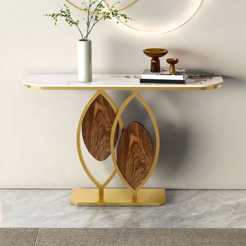 Tavolo di accento moderno largo 12 pollici a forma di mezza luna tavolo in metallo per sala