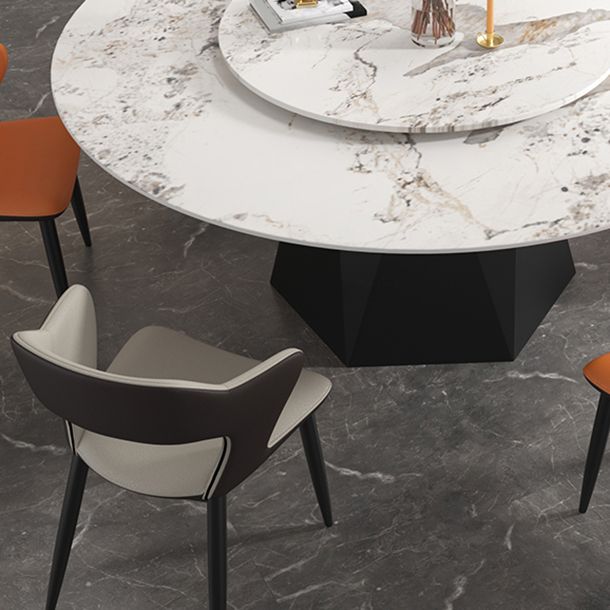 Round Furniture Simple Style Stone Pedestal Base Dinner Table with Turntable Clearhalo ' dining_table' 'Dining Tables & Seating' 'Dining Tables' 'furn' 'furn_dining_table' 'Furniture' 'furniture_dining_table' 'Kitchen & Dining Furniture' 'kitchen&dining_furn' 'kitchen' 'kitchen_dining_table' 1200x1200_8c305c1d-78d3-422c-8858-98d5ec79e4c8