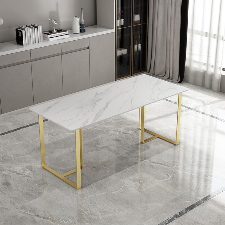 Set da pranzo contemporaneo 1/5 pezzi tavolo da pranzo in pietra rettangolare con sedie imbottite