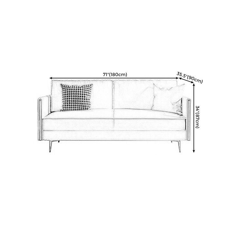 Recessed Arm Beige Cushion Back Sectional Stain-Resistant Genuine Leather Sofa Clearhalo 'furn' 'furn_sectionals' 'Furniture' 'furniture_sectionals' 'kitchen' 'kitchen_sectionals' 'Living Room Furniture' 'Sectionals' 1200x1200_8c32a39f-dcd7-488c-80c8-3ea352001ec7