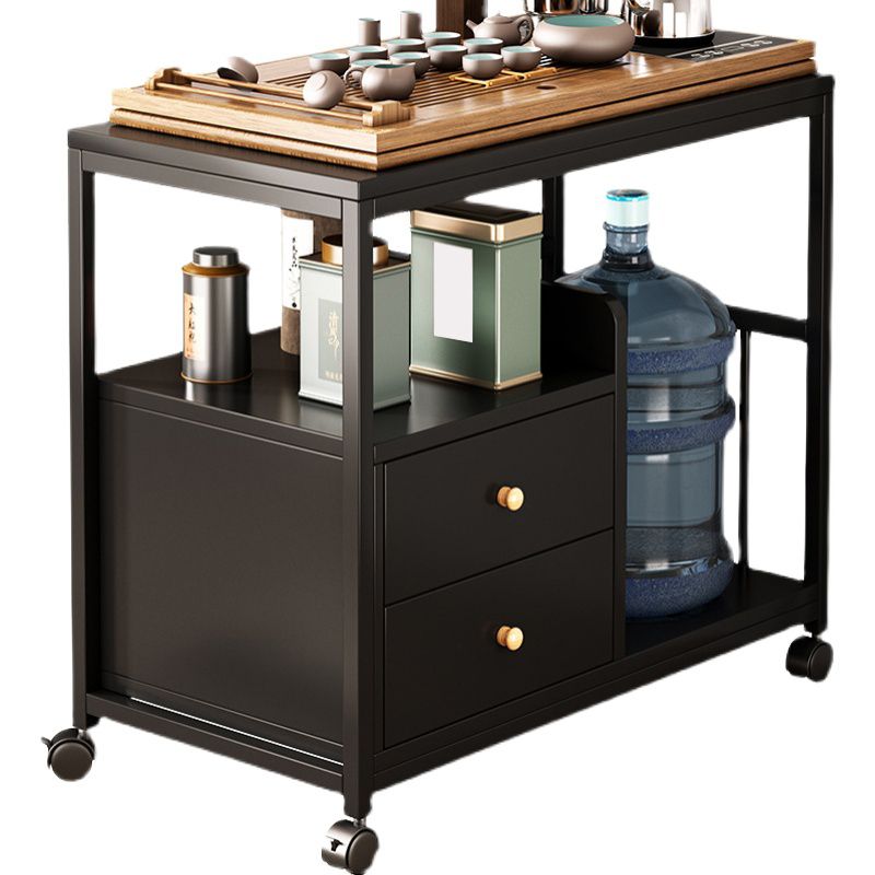 Rectangular Wood 4 Legs Side Table Two-Drawer End Table with Wheel Clearhalo 'Coffee & Accent Tables' 'End & Side Tables' 'end_side_table' 'end_side_tables' 'furn' 'furn_end_side_tables' 'Furniture' 'furniture_end_side_table' 'Living Room Furniture' 1200x1200_8c33304a-f059-47a2-bfa0-defb915dae99