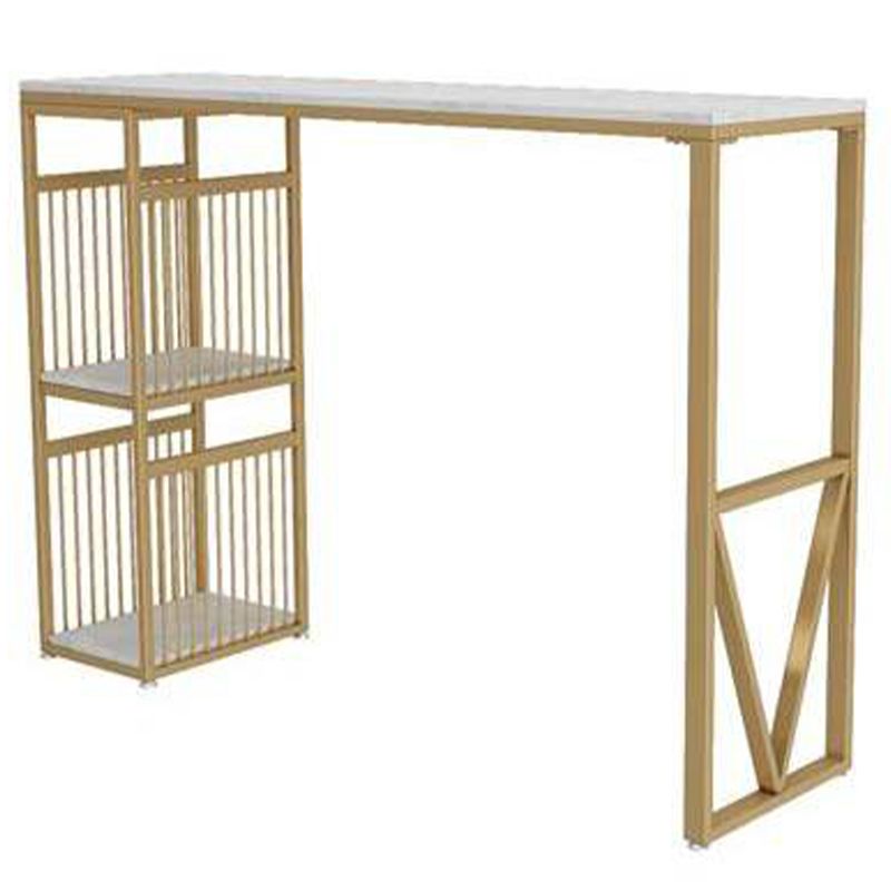 Rectangle Pedestal Bar Table Faux Marble Bar Height Pub Table with Shelves Clearhalo 'Bar Furniture' 'Bar Tables' 'bar_tables' 'furn' 'furn_bar_tables' 'Furniture' 'Kitchen & Dining Furniture' 1200x1200_8c35522b-40cc-4334-8023-7b57feb4ab3e