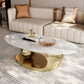 Metal Abstract Base Cocktail Table Glam Slate Top Coffee Table