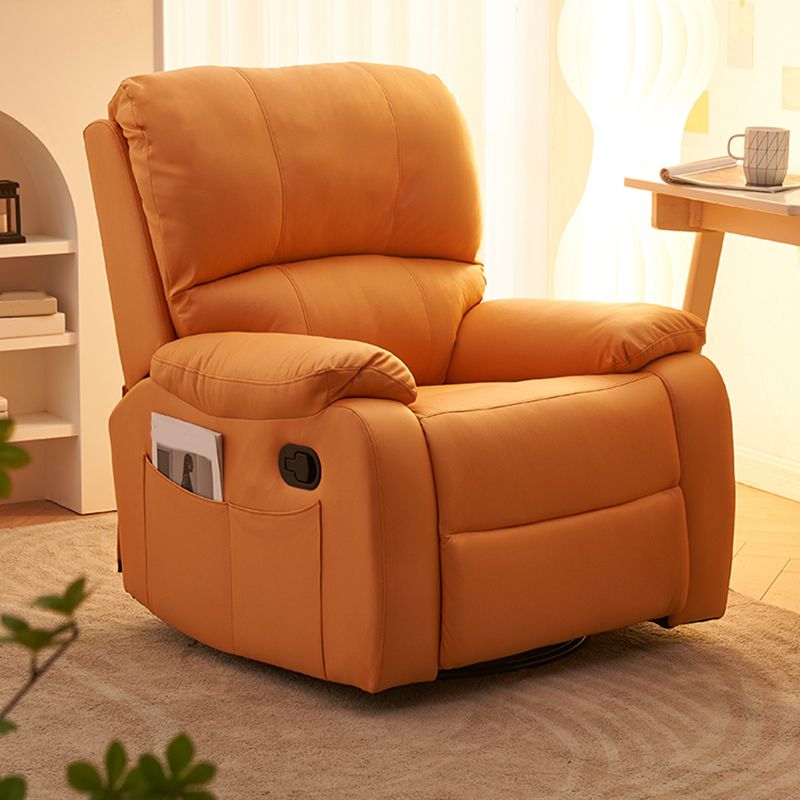 Modern Faux Leather Recliner 33.5" W Swivel Recliner Chair with Side Pockets