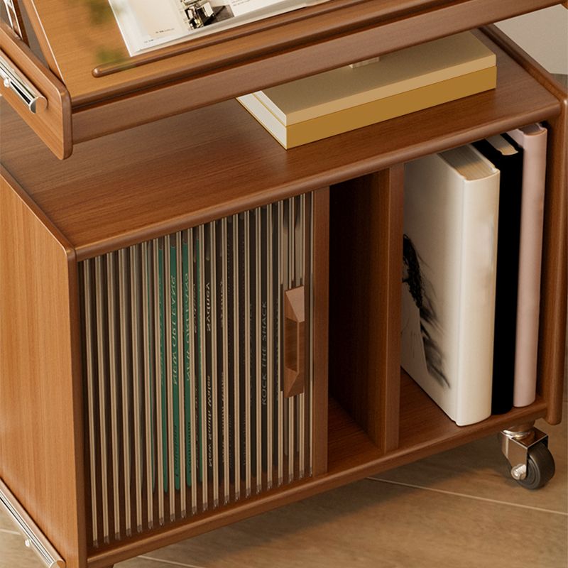 Mid eeuwen Moderne bijzettafeltje Dubbele laag houten accent bijzettafel met plank