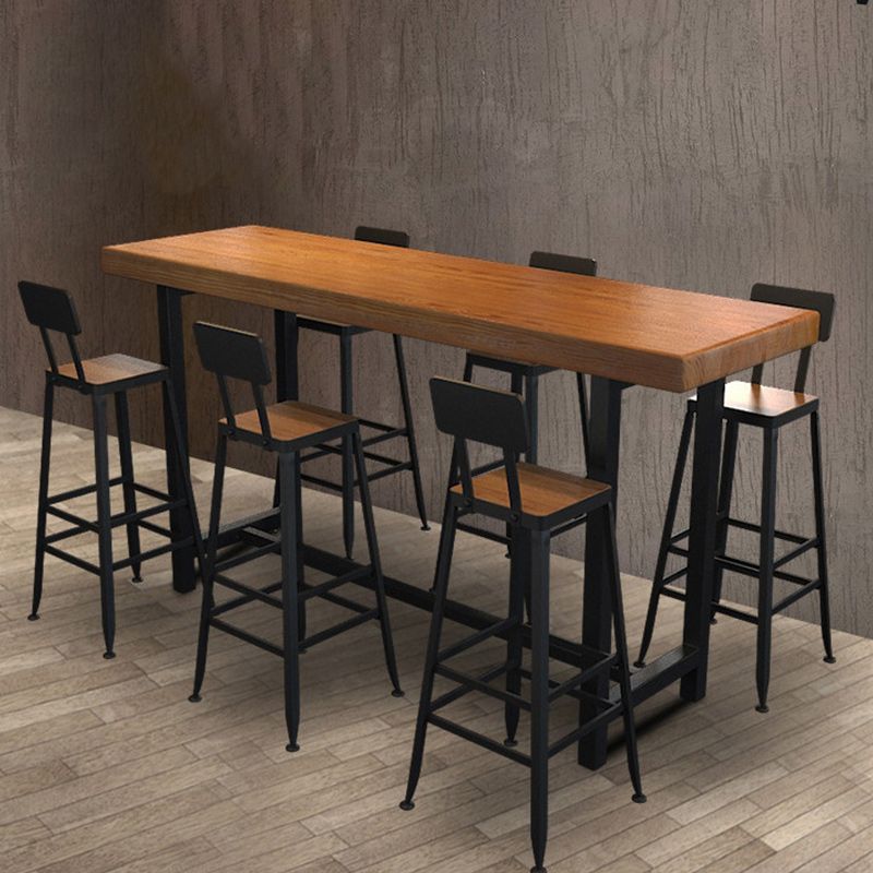 Industrial Style 1/2/7 Pieces Bar Table Set Rectangle Bar Table with High Stools Clearhalo 'Bar Furniture' 'furn' 'furn_home_bar_bar_sets' 'Furniture' 'Home Bars & Bar Sets' 'home_bar_bar_sets' 'Kitchen & Dining Furniture' 1200x1200_8c3d305a-0792-4564-9be5-ab471d745f1f