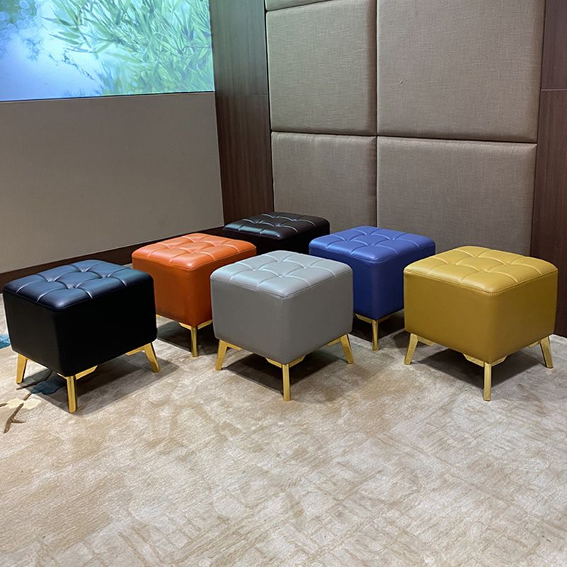 Glam Pouf Ottoman Genuine Leather Upholstered Tufted Square Ottoman with Chair Legs Clearhalo 'furn' 'furn_ottomans_poufs' 'Furniture' 'Living Room Furniture' 'Ottomans & Poufs' 'ottomans_poufs' 1200x1200_8c3e46e9-d2ec-418f-98cc-038875b3633b