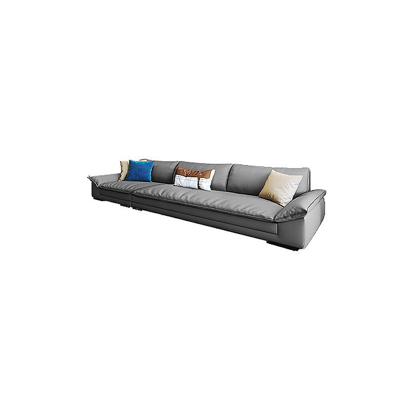 Modern Faux Leather Sofa and Chaise Gray Pillow Top Arm Sectional for Apartment Clearhalo 'furn' 'furn_sectionals' 'Furniture' 'furniture_sectionals' 'kitchen' 'kitchen_sectionals' 'Living Room Furniture' 'Sectionals' 1200x1200_8c3e5ca3-b20e-4e1f-8542-e7ddca22d90c
