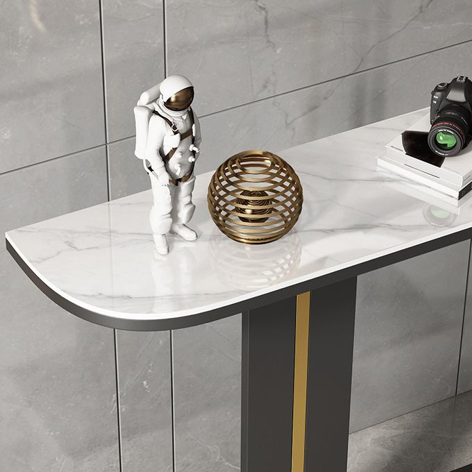 Modern Stone Console Table 11.81" W Half Moon Accent Table for Hall Clearhalo 'Console Tables' 'console_tables' 'Entry & Mudroom Furniture' 'furn' 'furn_console_tables' 'Furniture' 1200x1200_8c3e7dbd-4ea7-406a-97e7-014ddcce815b