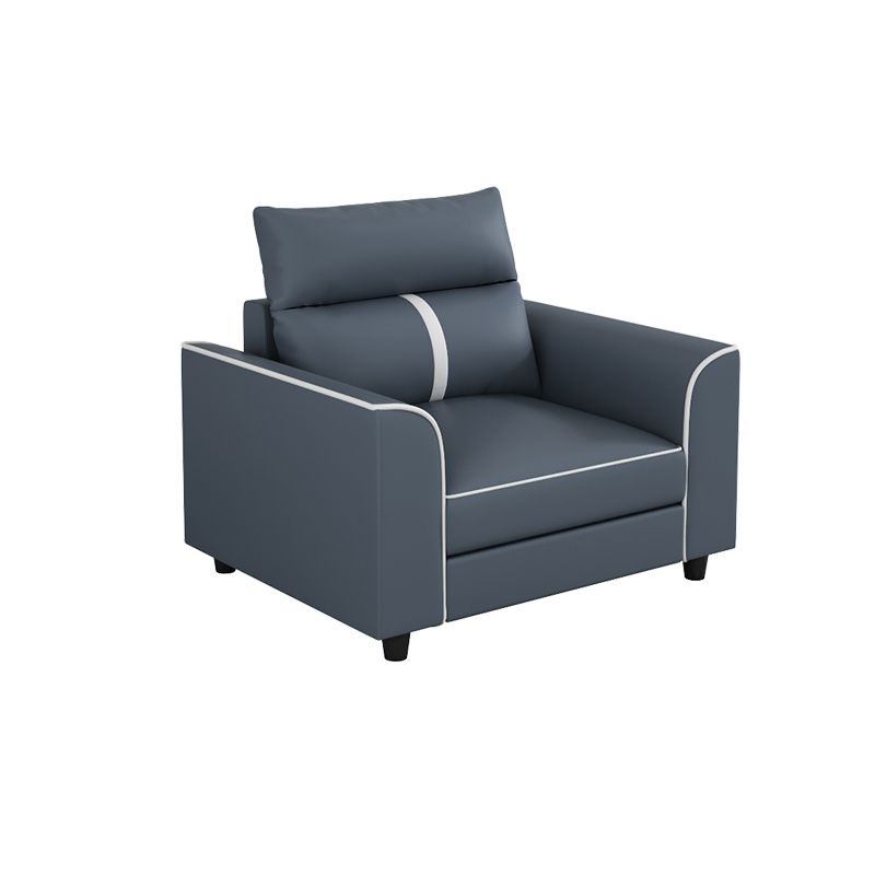 Blue Modern Faux Leather Sectional/Sofa for Living Room, Stain-Resistant