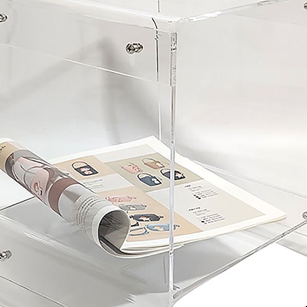 Plastic 2-Tier End Table Rectangular Corner Table for Living Room