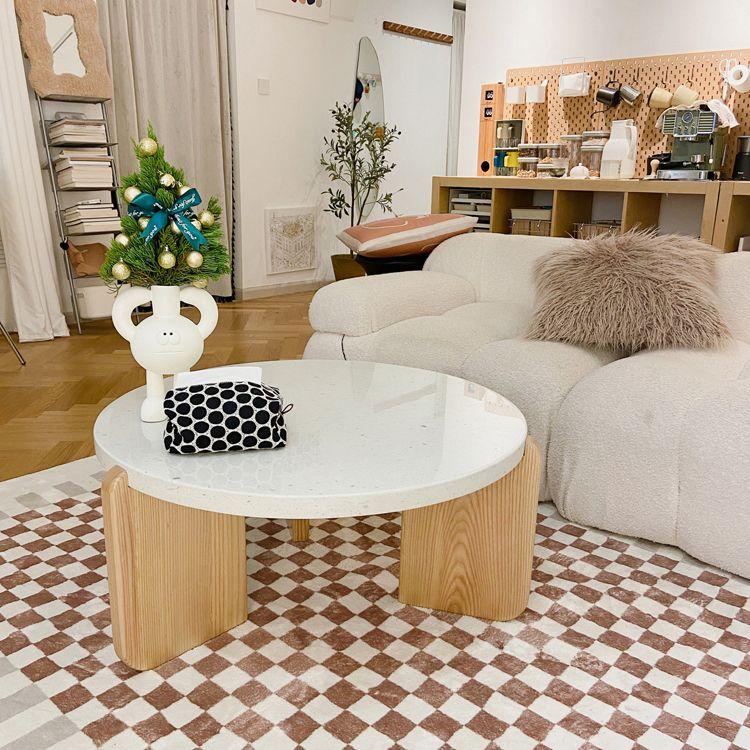 Solid Wood 3 Legs Coffee Table Modern 1 Single Terrazzo Cocktail Table Clearhalo 'Coffee & Accent Tables' 'Coffee Tables' 'coffee_tables' 'furn' 'furn_coffee_tables' 'Furniture' 'Living Room Furniture' 1200x1200_8c47978c-9a02-427a-ad6d-7b4c233ffc8b