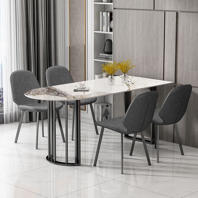Simplicity Style Sintered Stone Dining Table Freeform Shape Table with Double Pedestal Base Clearhalo ' dining_table' 'Dining Tables & Seating' 'Dining Tables' 'furn' 'furn_dining_table' 'Furniture' 'furniture_dining_table' 'Kitchen & Dining Furniture' 'kitchen&dining_furn' 'kitchen' 'kitchen_dining_table' 1200x1200_8c4abd76-6f11-47aa-8006-881d835aba9f