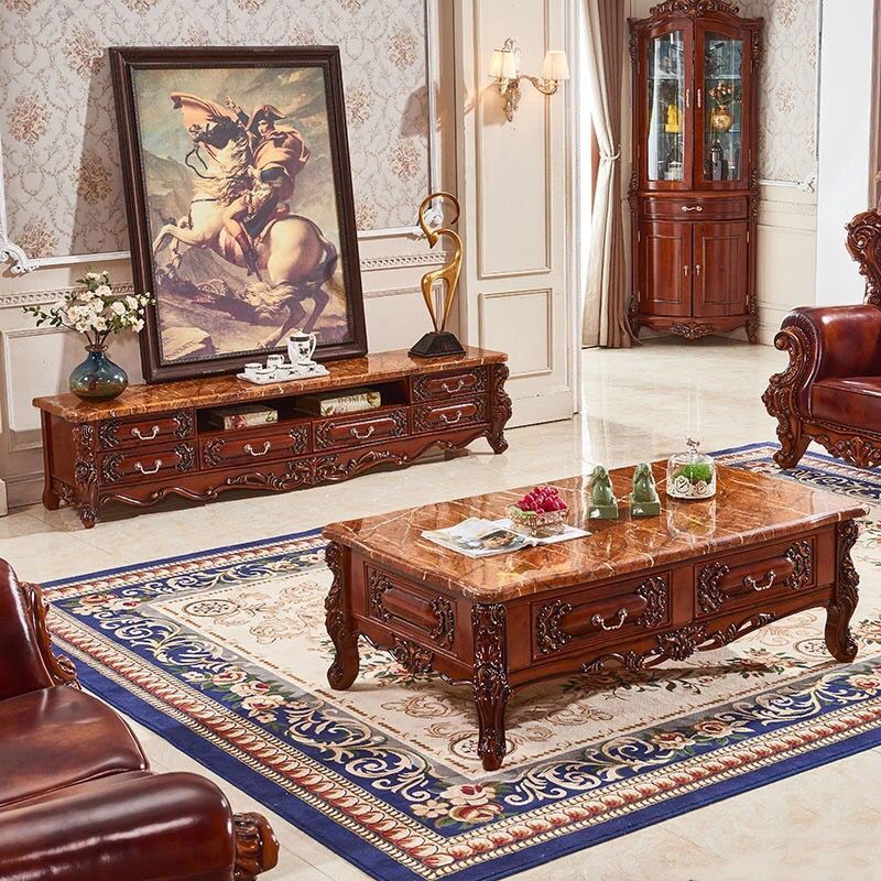 Combinación de gabinete de televisión de lujo de luz europea