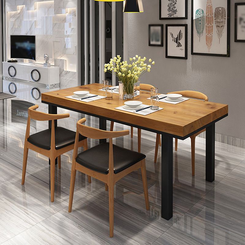 Industrial Solid Wood Top Table Natural and Black Dinner Room Kitchen Table Clearhalo 'Dining Tables & Seating' 'Dining Tables' 'dining_table' 'furn' 'furn_dining_table' 'Furniture' 'Kitchen & Dining Furniture' 1200x1200_8c4b6a46-eb8f-40fc-a506-3e7cdfe59681