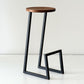 Modern Armless Bar Stool Indoor Round Seat Bar Chair with Metal Legs