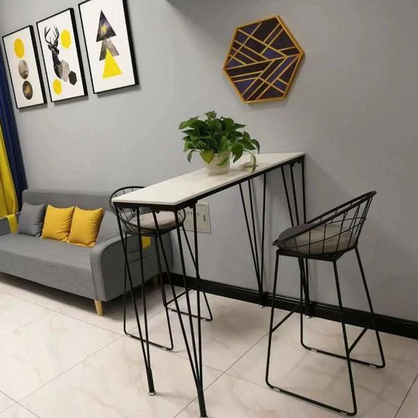 White Glam Style Table in Faux Marble and Metal Milk Tea Shop Bar Table Clearhalo 'Bar Furniture' 'Bar Tables' 'bar_tables' 'furn' 'furn_bar_tables' 'Furniture' 'furniture_bar_tables' 'Kitchen & Dining Furniture' 1200x1200_8c4d4b35-8a22-403d-920c-c5bc8092a307