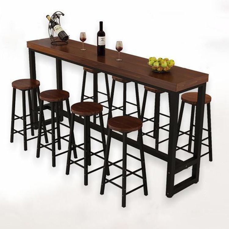 Pine Wood Bar Table Industrial Rectangle Bar Dining Table with Trestle Base Clearhalo 'Bar Furniture' 'Bar Tables' 'bar_tables' 'furn' 'furn_bar_tables' 'Furniture' 'furniture_bar_tables' 'Kitchen & Dining Furniture' 1200x1200_8c4e0518-4b7c-4b11-89c8-2e2caaf6a7ce