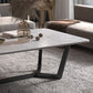 Glam Style Rectangular Slate Table with Trestle Shaped Base Design Coffee Table