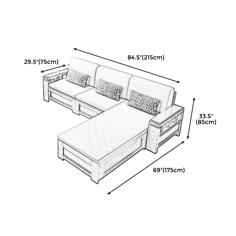 Sofá de brazo empotrado en artesano con almohadas 33.46 "para sala de estar