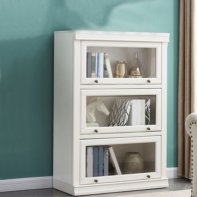 Libreria moderna di stoccaggio chiuso da 12,5 "W White Wohi Legno scaffale con porte di vetro