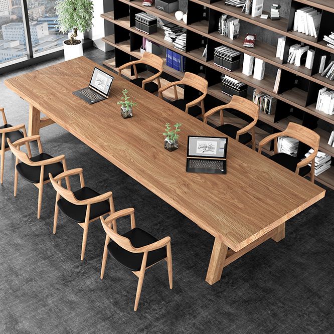 Solid Wood Office Table Contemporary Wood Color Meeting Table Clearhalo 'furn' 'furn_office_desk' 'Furniture' 'Office Desks' 'Office Furniture' 'office_desk' 1200x1200_8c525ab5-6c99-4019-9fb1-189f7d6a3706