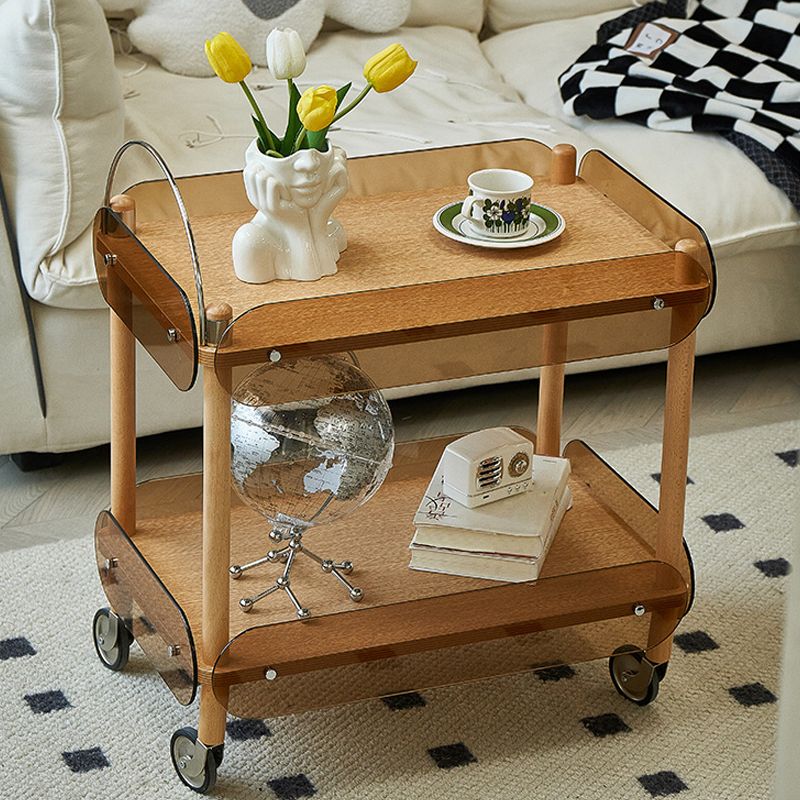 Modern Side Table Glass Top with Storage Rectangular Double Tier Accent Side Table Clearhalo 'Coffee & Accent Tables' 'End & Side Tables' 'end_side_tables' 'furn' 'furn_end_side_tables' 'Furniture' 'Living Room Furniture' 1200x1200_8c5311c1-ae2a-4139-bd3d-322bdbdb9066